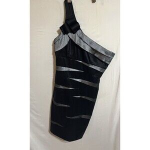 Scarlett One Shoulder Bodycon Party Dress Prom Back Zipper Lined  Black Grey R